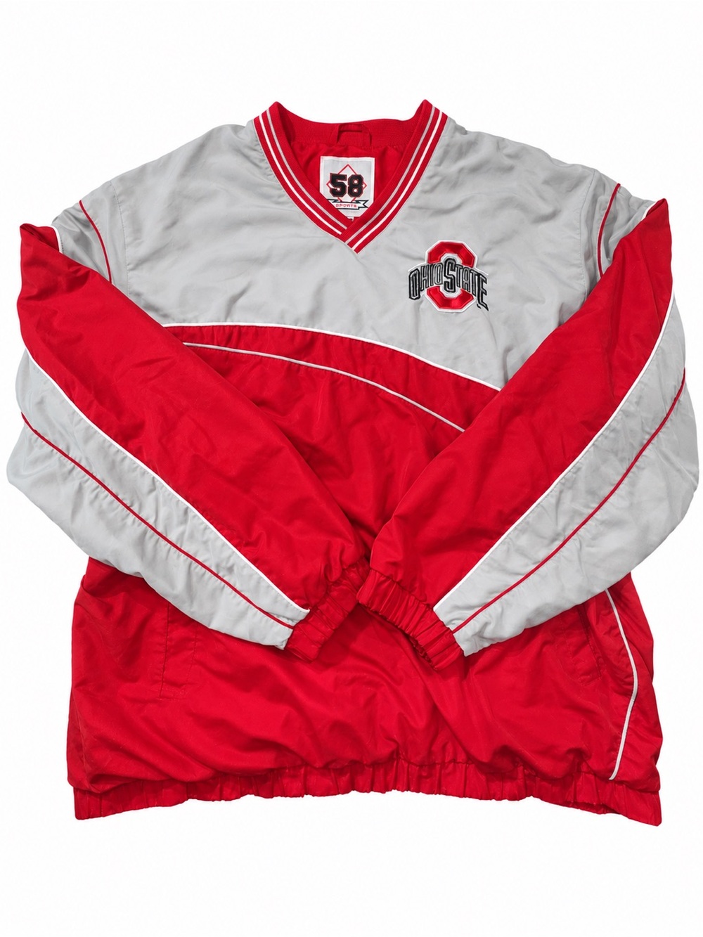 58 Sports Ohio State Buckeyes Lined Pullover Jacket Mens 3XL Red Gray